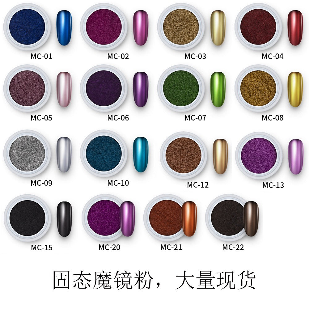 ShesColor Nail Powder Magic Kit Mirror Effect Silver Metallic Holographic Dip Nail Powder for Resin Craft & Nail Art Fimo