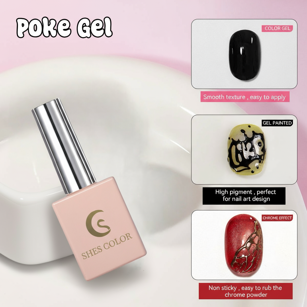 ShesColor Poke Gel Nail Polish Set with Professional Base Coat- Nail Art Painting Gel