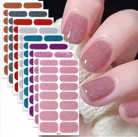 ShesColor Uv Gel Hot Selling Long Lasting Full Gel Nail Sticker Semi Cured Gel Nail Wraps Press On Nails