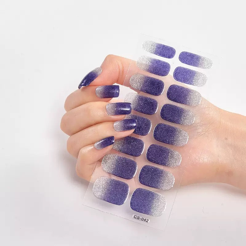 ShesColor Uv Gel Hot Selling Long Lasting Full Gel Nail Sticker Semi Cured Gel Nail Wraps Press On Nails