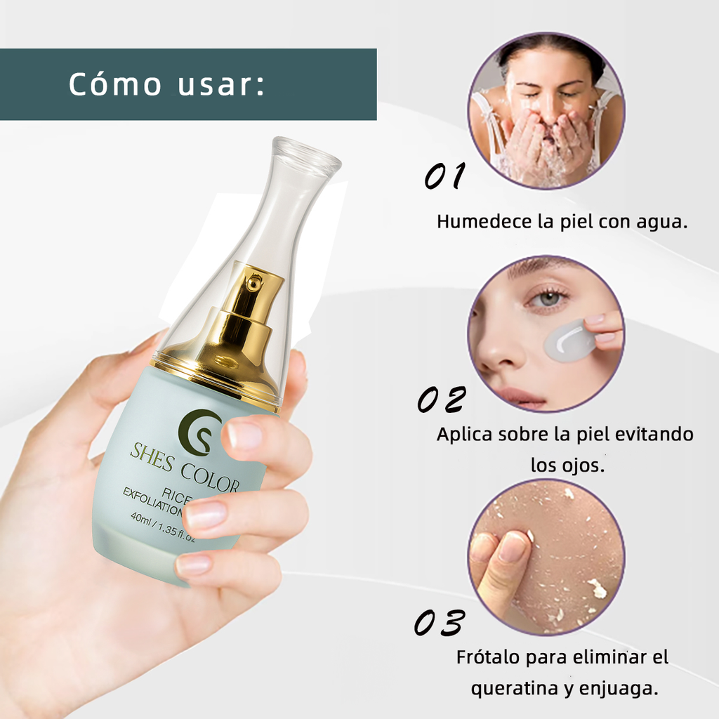 SHES COLOR Rice Exfoliation Serum – Rice Bran Water & Niacinamide Gentle Peeling Serum, 40ml