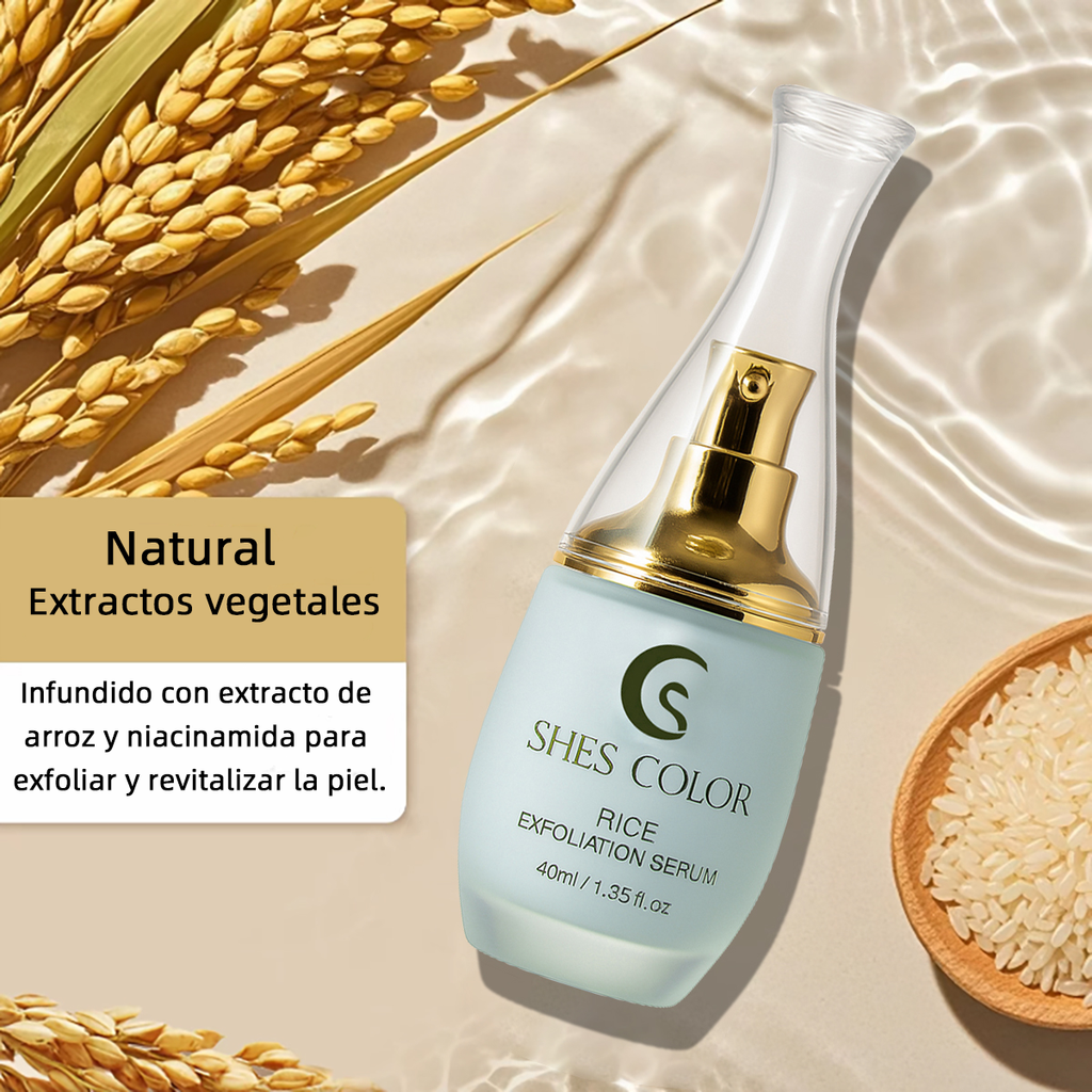 SHES COLOR Rice Exfoliation Serum – Rice Bran Water & Niacinamide Gentle Peeling Serum, 40ml