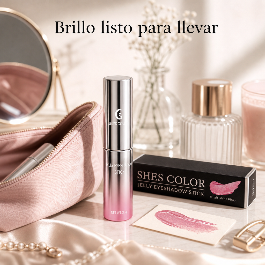SHES COLOR Jelly Eyeshadow Stick – High-Shine Shimmer Cream Eyeshadow, 3.5g