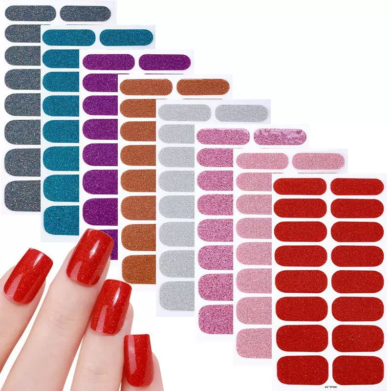 ShesColor Uv Gel Hot Selling Long Lasting Full Gel Nail Sticker Semi Cured Gel Nail Wraps Press On Nails