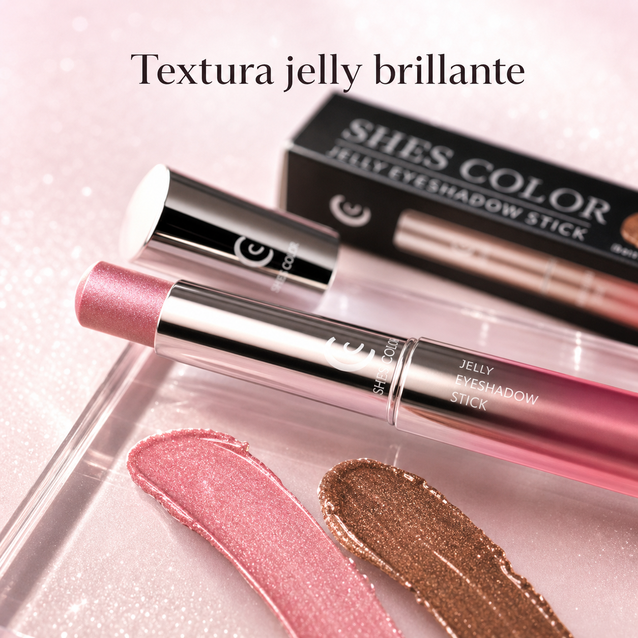 SHES COLOR Jelly Eyeshadow Stick – High-Shine Shimmer Cream Eyeshadow, 3.5g
