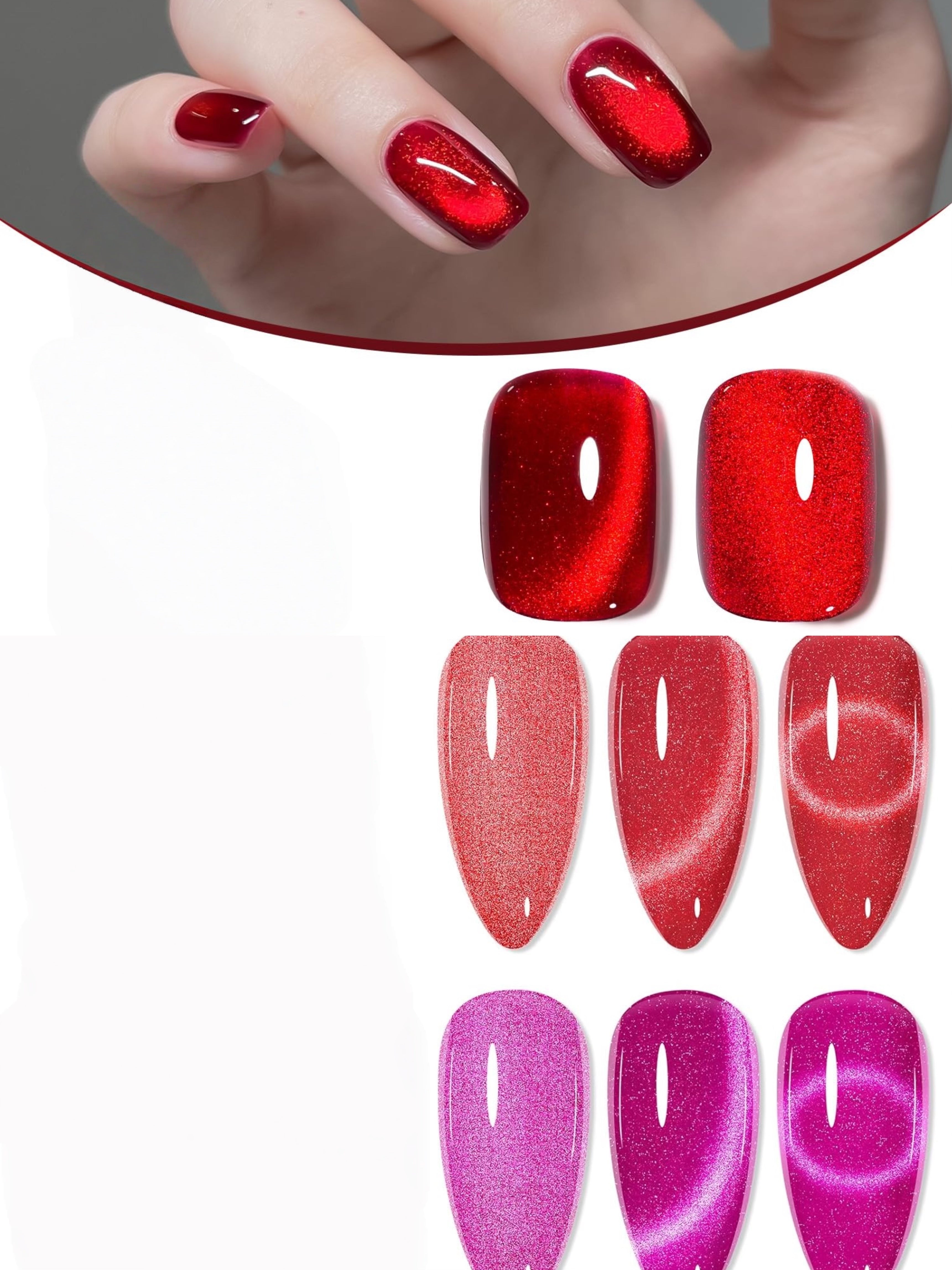 ShesColor 12ml 3 Pcs a Set Red Cat Eye Gel Nail Polish