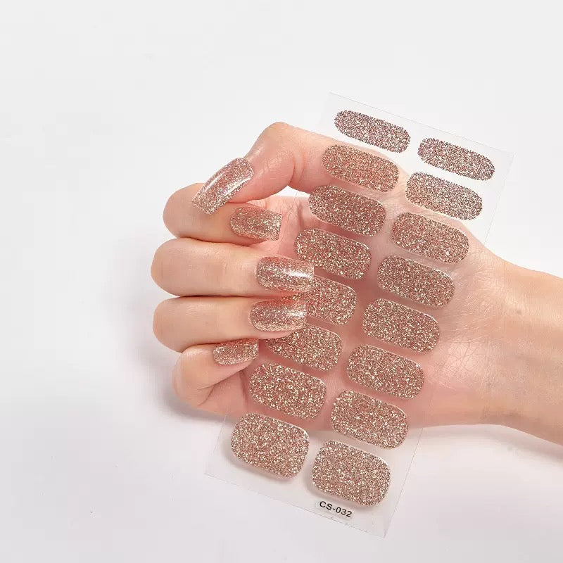 ShesColor Uv Gel Hot Selling Long Lasting Full Gel Nail Sticker Semi Cured Gel Nail Wraps Press On Nails