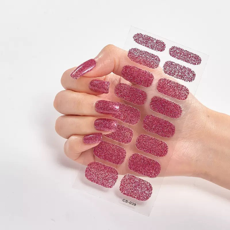 ShesColor Uv Gel Hot Selling Long Lasting Full Gel Nail Sticker Semi Cured Gel Nail Wraps Press On Nails