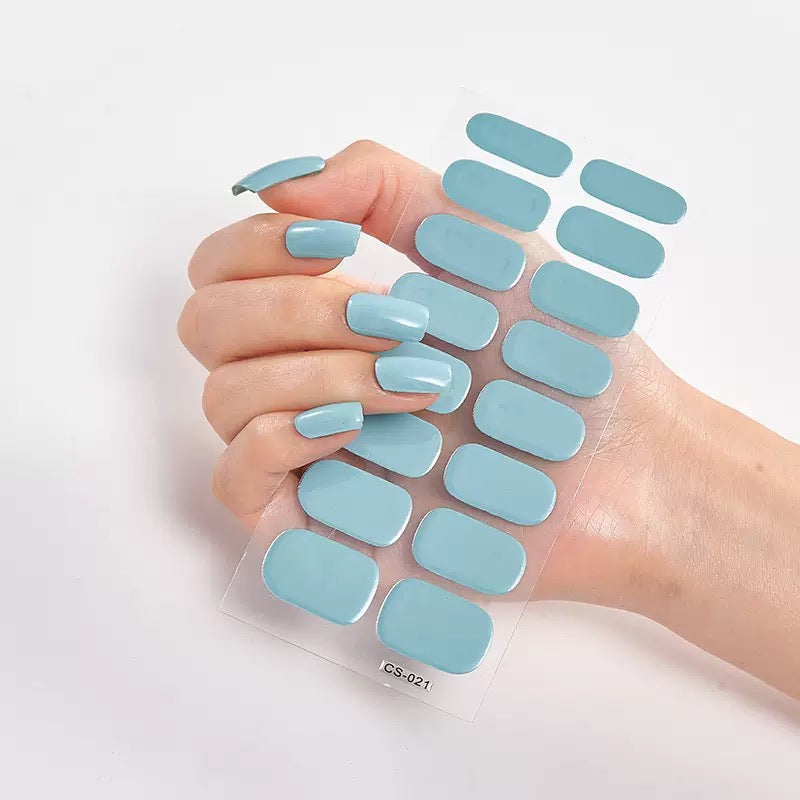 ShesColor Uv Gel Hot Selling Long Lasting Full Gel Nail Sticker Semi Cured Gel Nail Wraps Press On Nails