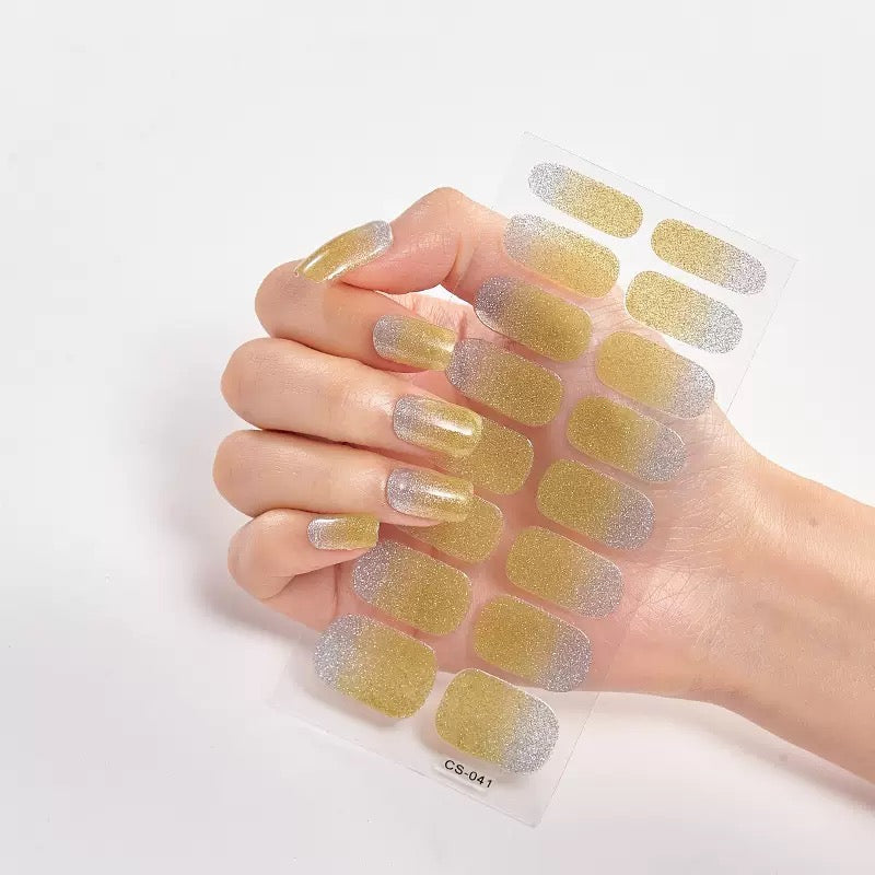 ShesColor Uv Gel Hot Selling Long Lasting Full Gel Nail Sticker Semi Cured Gel Nail Wraps Press On Nails