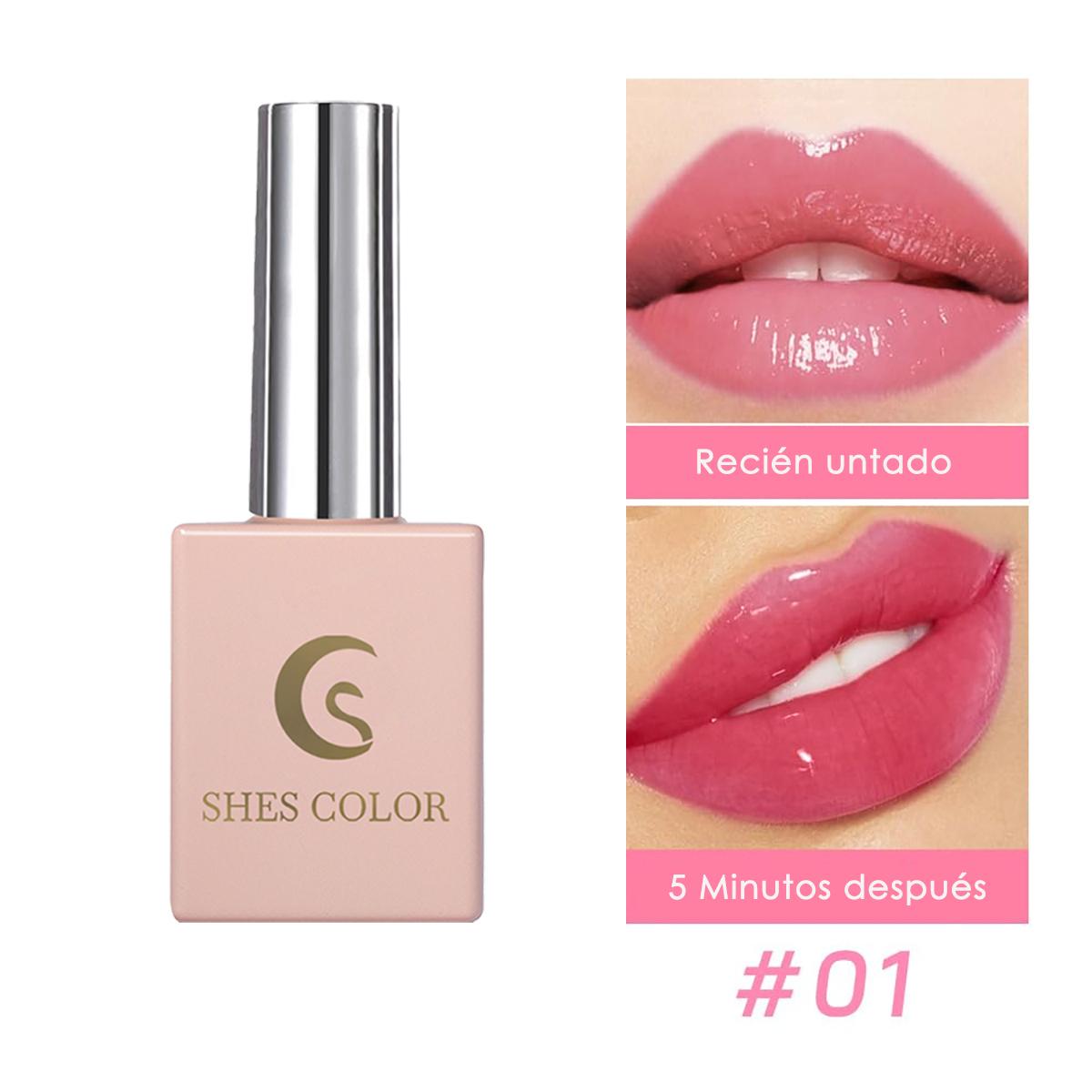 SHES COLOR Thermochromic Color-Changing Lip Oil – Hydrating Glossy Pink Lip Tint, 8.5ml