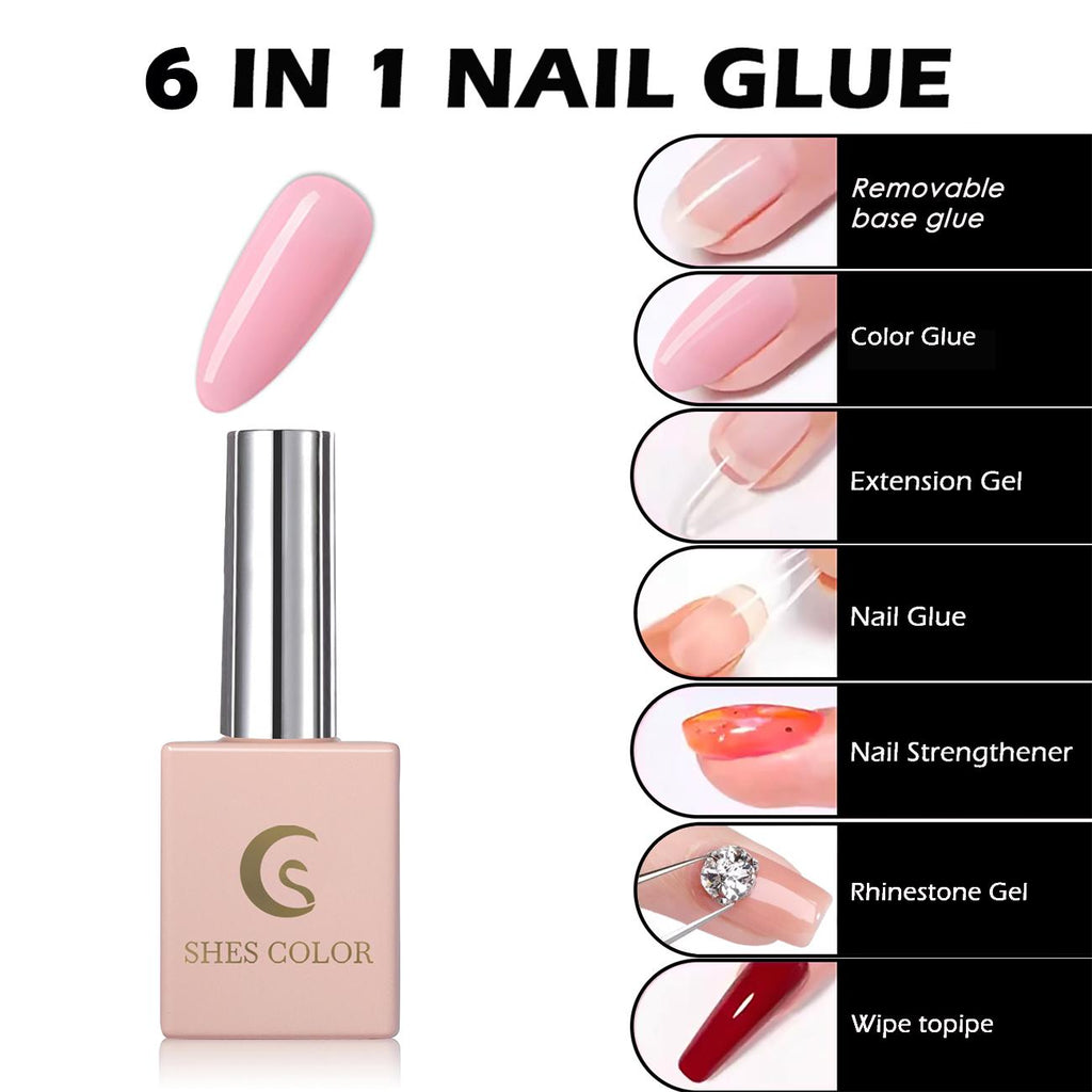 ShesColor 6 in 1 12ml Nail Strengthener Rubber Gel Nail Polish Builder Nail Extension