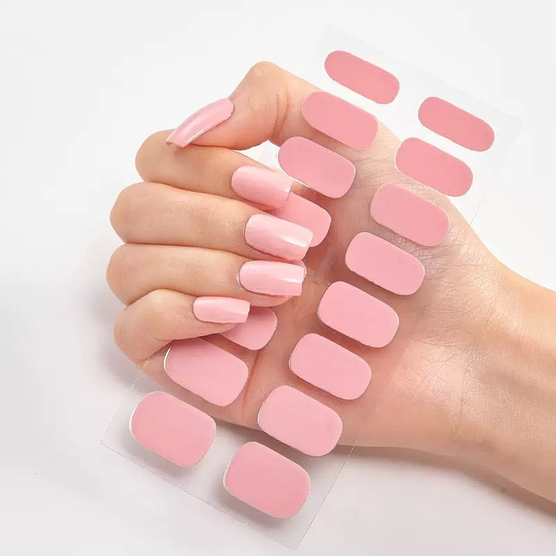 ShesColor Uv Gel Hot Selling Long Lasting Full Gel Nail Sticker Semi Cured Gel Nail Wraps Press On Nails