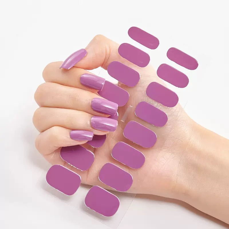 ShesColor Uv Gel Hot Selling Long Lasting Full Gel Nail Sticker Semi Cured Gel Nail Wraps Press On Nails