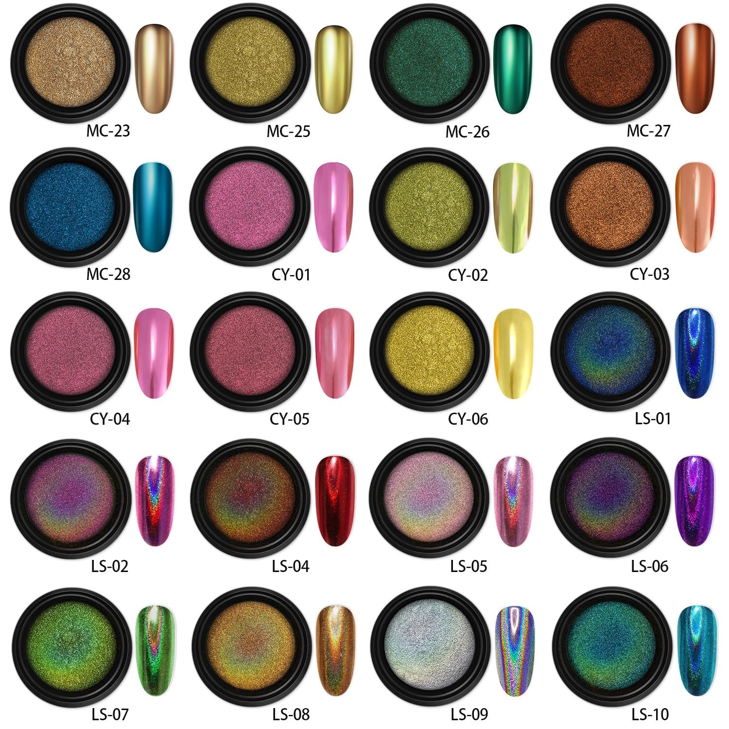 ShesColor Nail Powder Magic Kit Mirror Effect Silver Metallic Holographic Dip Nail Powder for Resin Craft & Nail Art Fimo