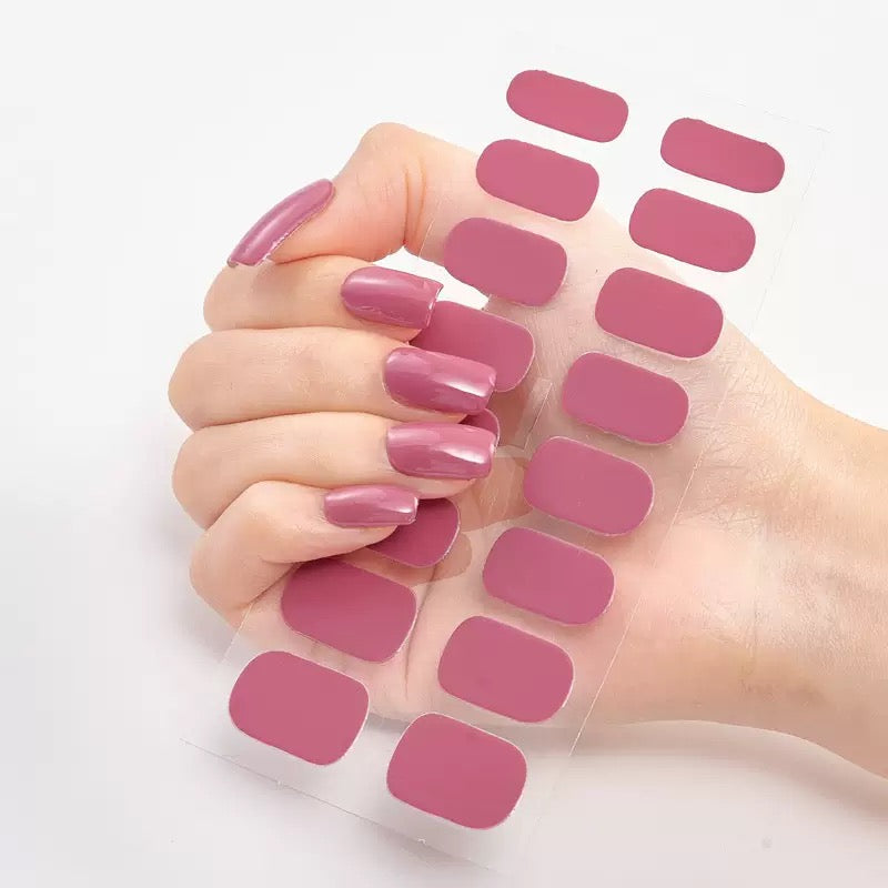 ShesColor Uv Gel Hot Selling Long Lasting Full Gel Nail Sticker Semi Cured Gel Nail Wraps Press On Nails