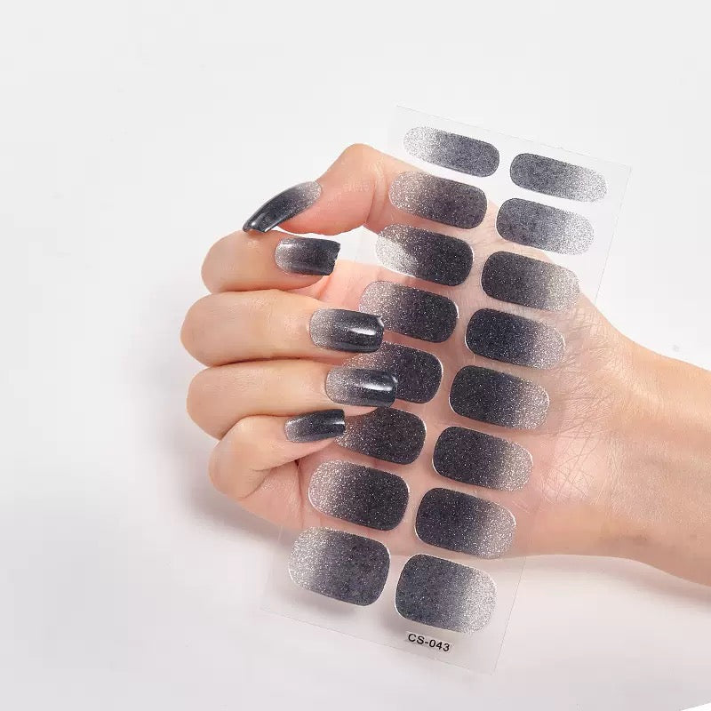 ShesColor Uv Gel Hot Selling Long Lasting Full Gel Nail Sticker Semi Cured Gel Nail Wraps Press On Nails