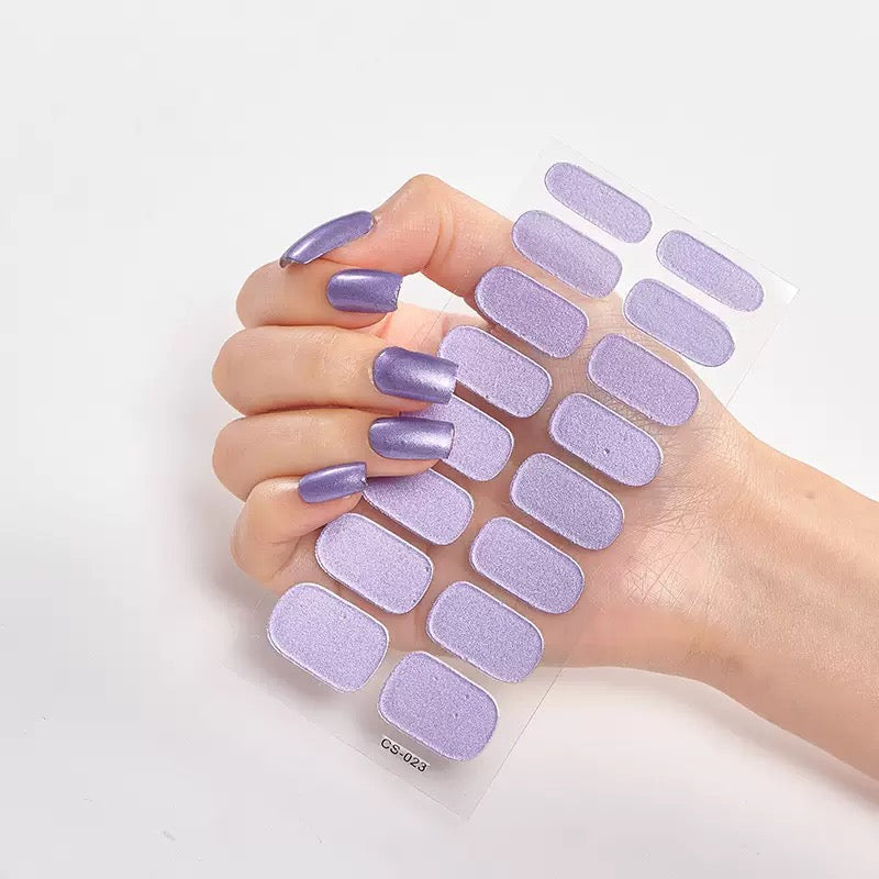ShesColor Uv Gel Hot Selling Long Lasting Full Gel Nail Sticker Semi Cured Gel Nail Wraps Press On Nails