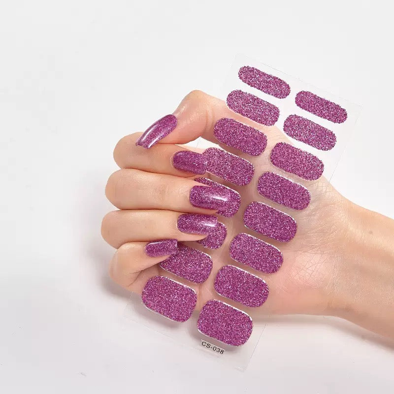ShesColor Uv Gel Hot Selling Long Lasting Full Gel Nail Sticker Semi Cured Gel Nail Wraps Press On Nails