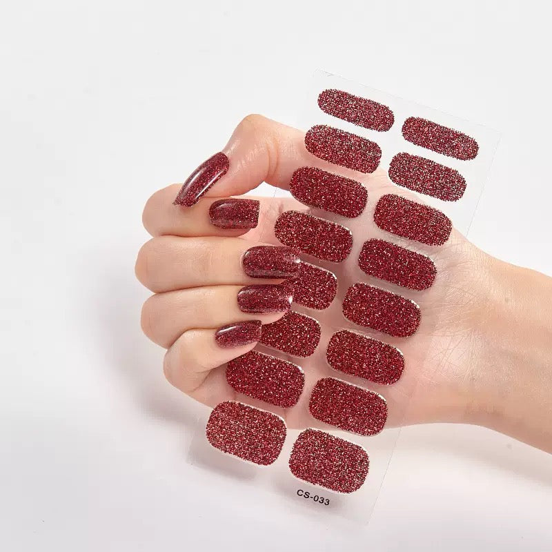 ShesColor Uv Gel Hot Selling Long Lasting Full Gel Nail Sticker Semi Cured Gel Nail Wraps Press On Nails
