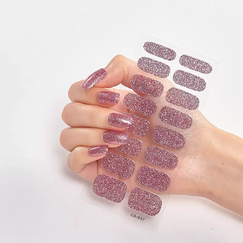 ShesColor Uv Gel Hot Selling Long Lasting Full Gel Nail Sticker Semi Cured Gel Nail Wraps Press On Nails