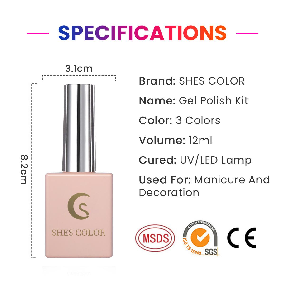 ShesColor 10 PCS Gel Nail Polish Set-10 Colors Gel Polish Kit Base Coat Glossy Matte and Glitter Top Coat Nail Polish Set Green Blue Red Pink Collection Gifts for Women