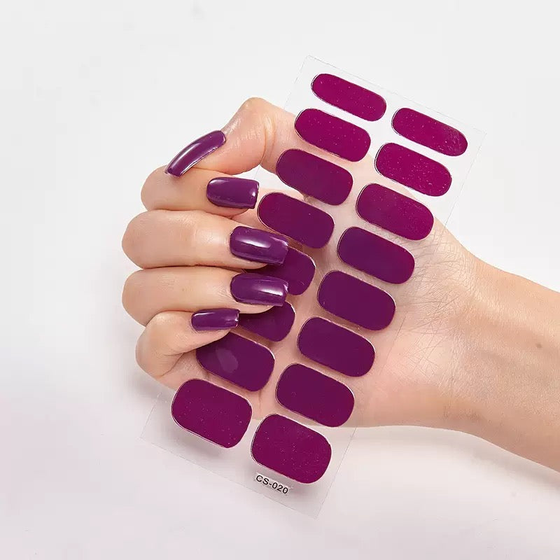 ShesColor Uv Gel Hot Selling Long Lasting Full Gel Nail Sticker Semi Cured Gel Nail Wraps Press On Nails