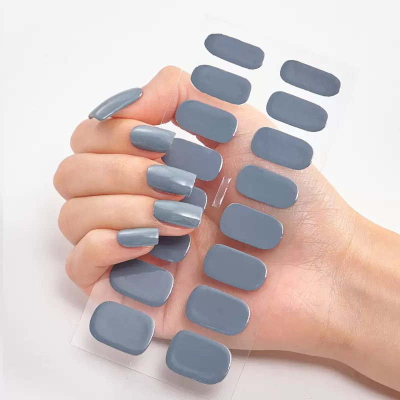 ShesColor Uv Gel Hot Selling Long Lasting Full Gel Nail Sticker Semi Cured Gel Nail Wraps Press On Nails