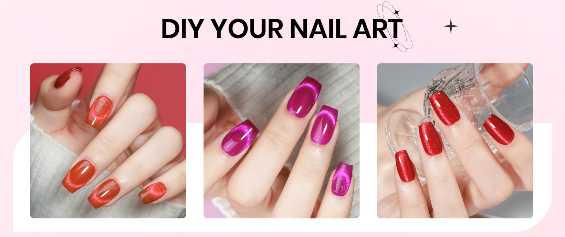 ShesColor 12ml 3 Pcs a Set Red Cat Eye Gel Nail Polish