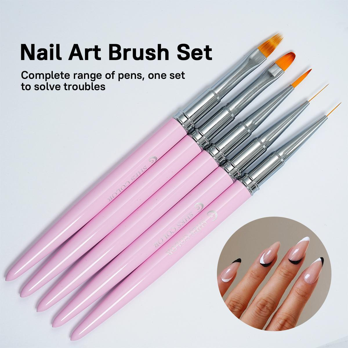 ShesColor 5pcs Nail Art Brushes Set, Nail Brush kit