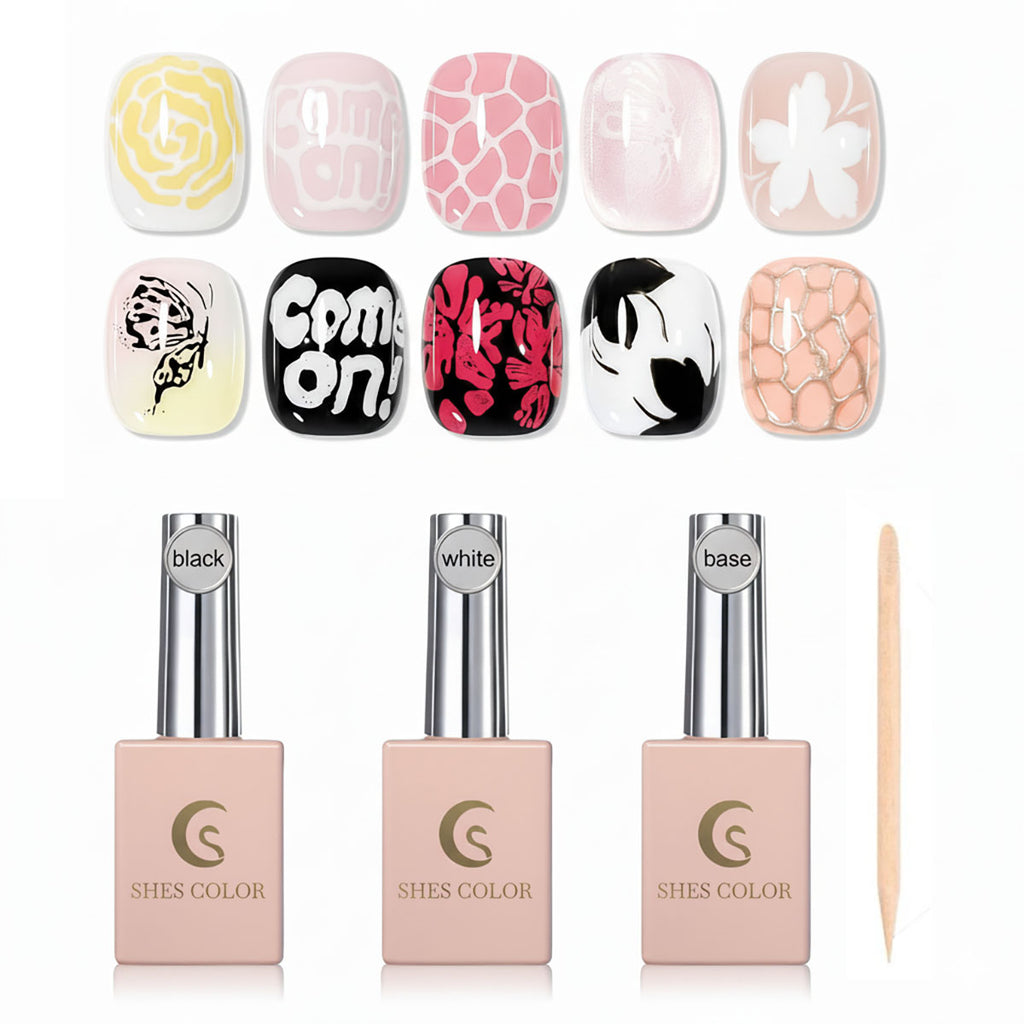 ShesColor Poke Gel Nail Polish Set with Professional Base Coat- Nail Art Painting Gel