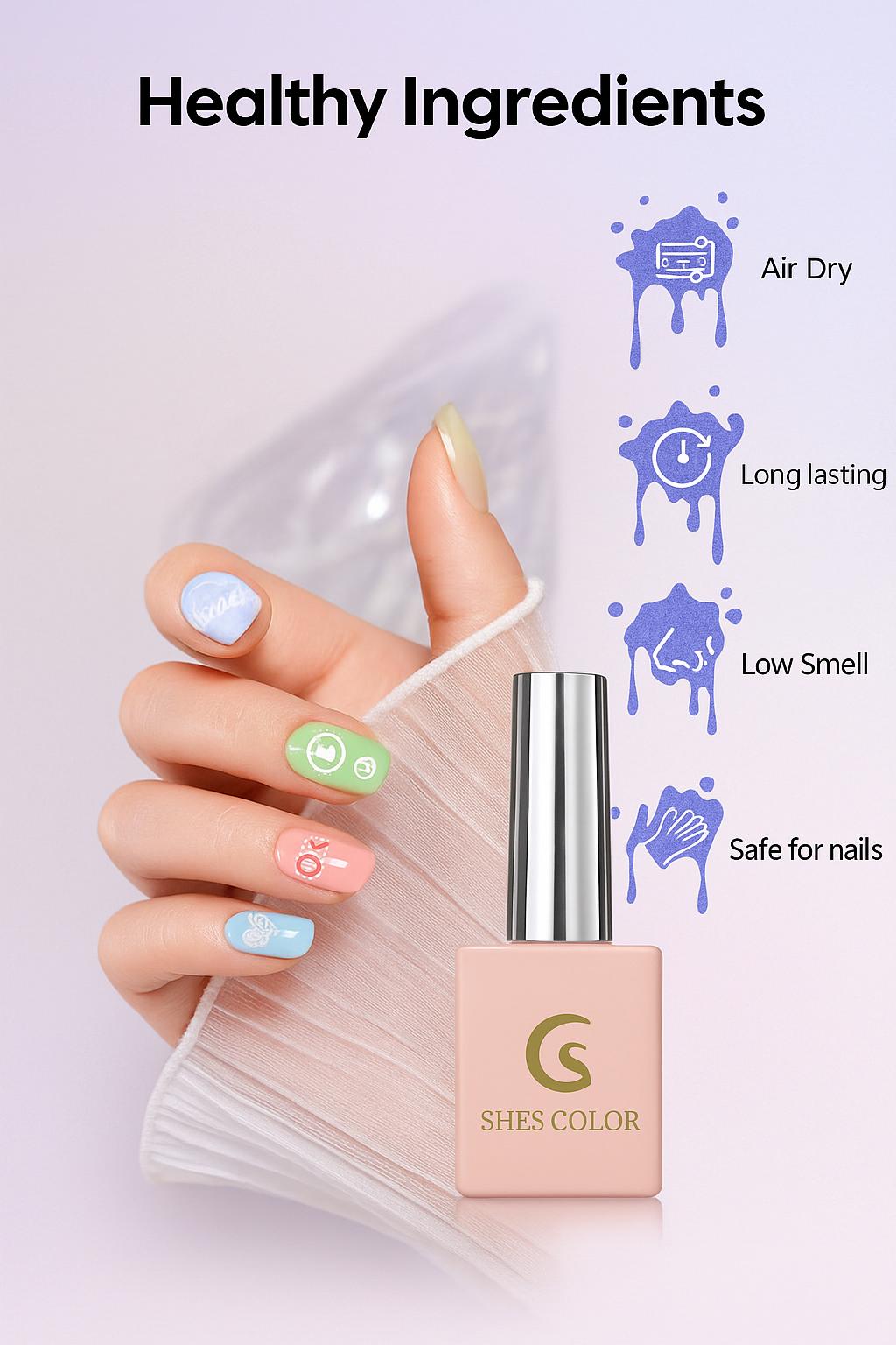 ShesColor Poke Gel Nail Polish Set with Professional Base Coat- Nail Art Painting Gel