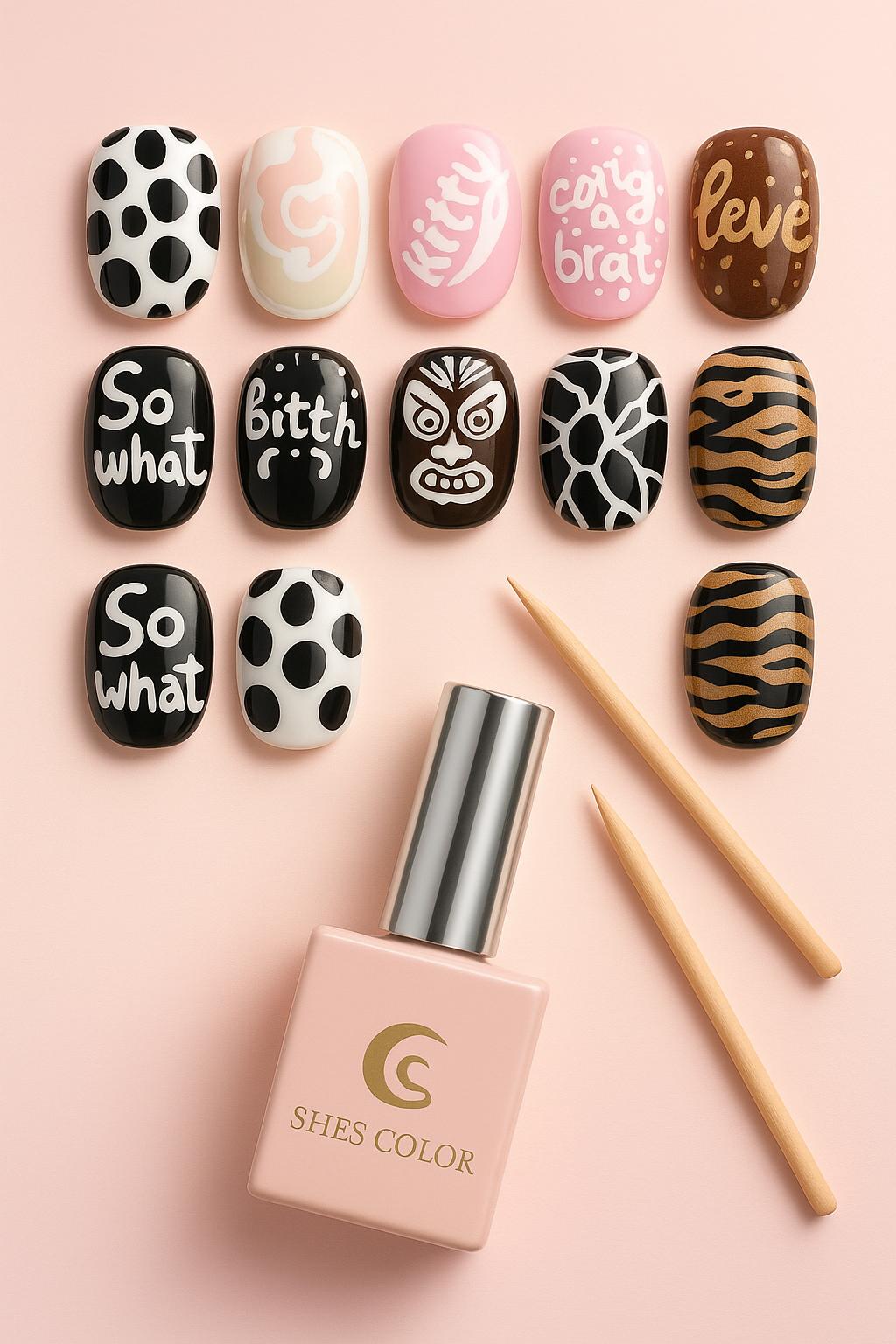 ShesColor Poke Gel Nail Polish Set with Professional Base Coat- Nail Art Painting Gel