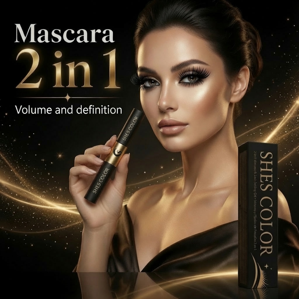 SHES COLOR 2-in-1 Dual-Ended Mascara – Volumizing & Defining Waterproof Lash Mascara