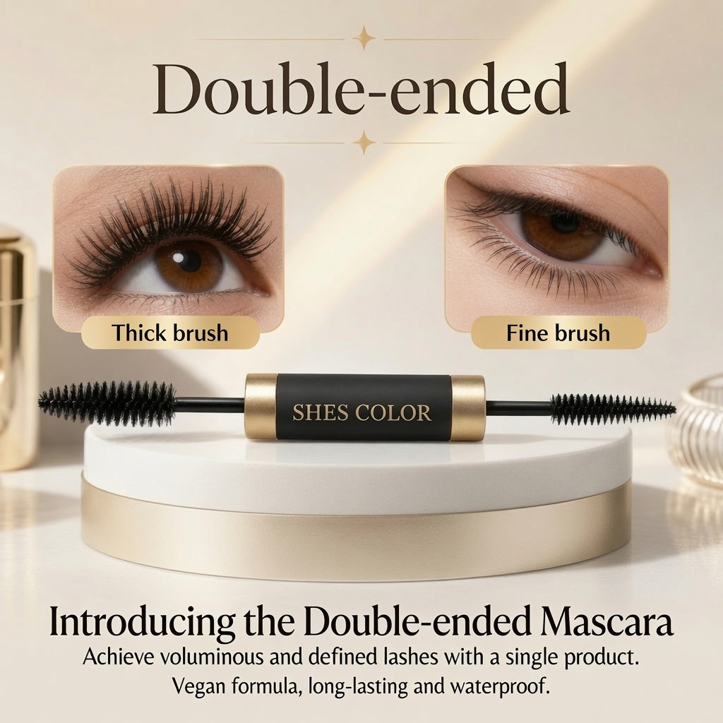 SHES COLOR 2-in-1 Dual-Ended Mascara – Volumizing & Defining Waterproof Lash Mascara